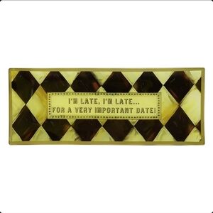 10.5" Black & Gold Diamond I'm Late Decorative Glass Plate by Ashland